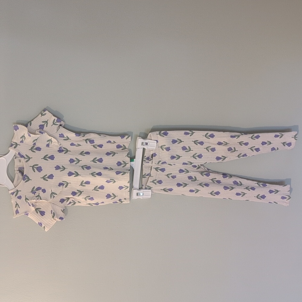 H&M Toddler Cream Set with Purple Flowers